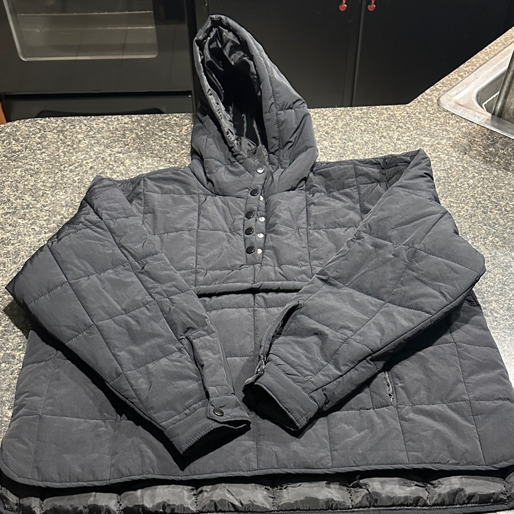 Black Quilted Hooded Jacket